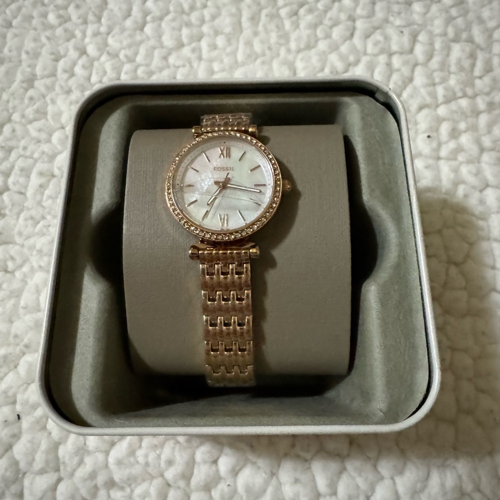 Fossil Women's Rose Gold Watch with Crystal Accents